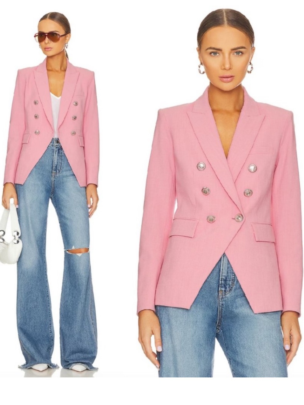 $678 VERONICA BEARD Miller Dickey Jacket Blazer Peony Pale Pink Sz 2